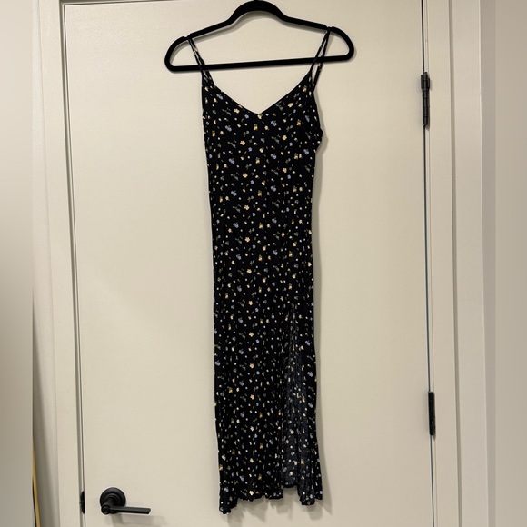 Reformation Black Floral Midi Dress Size 2 - Picture 4 of 4